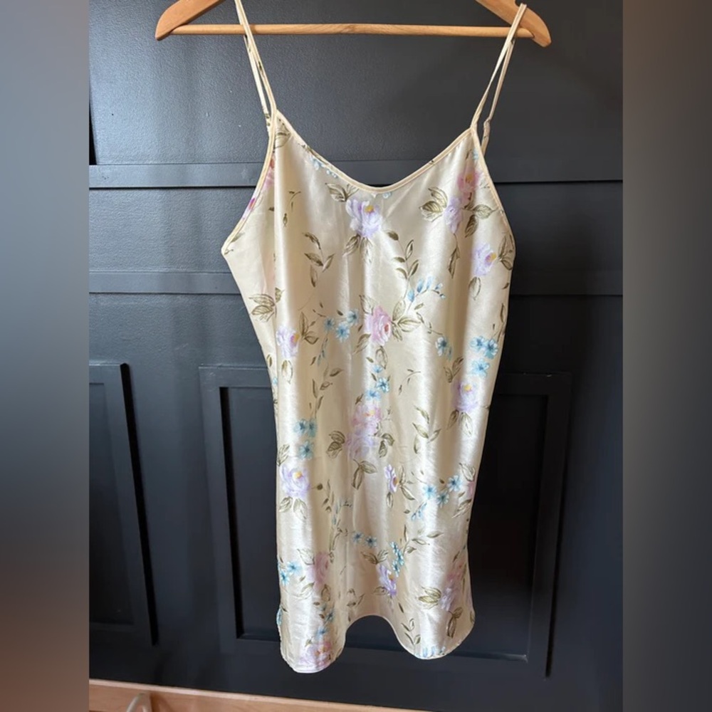 VINTAGE Floral Satin Slip Dress